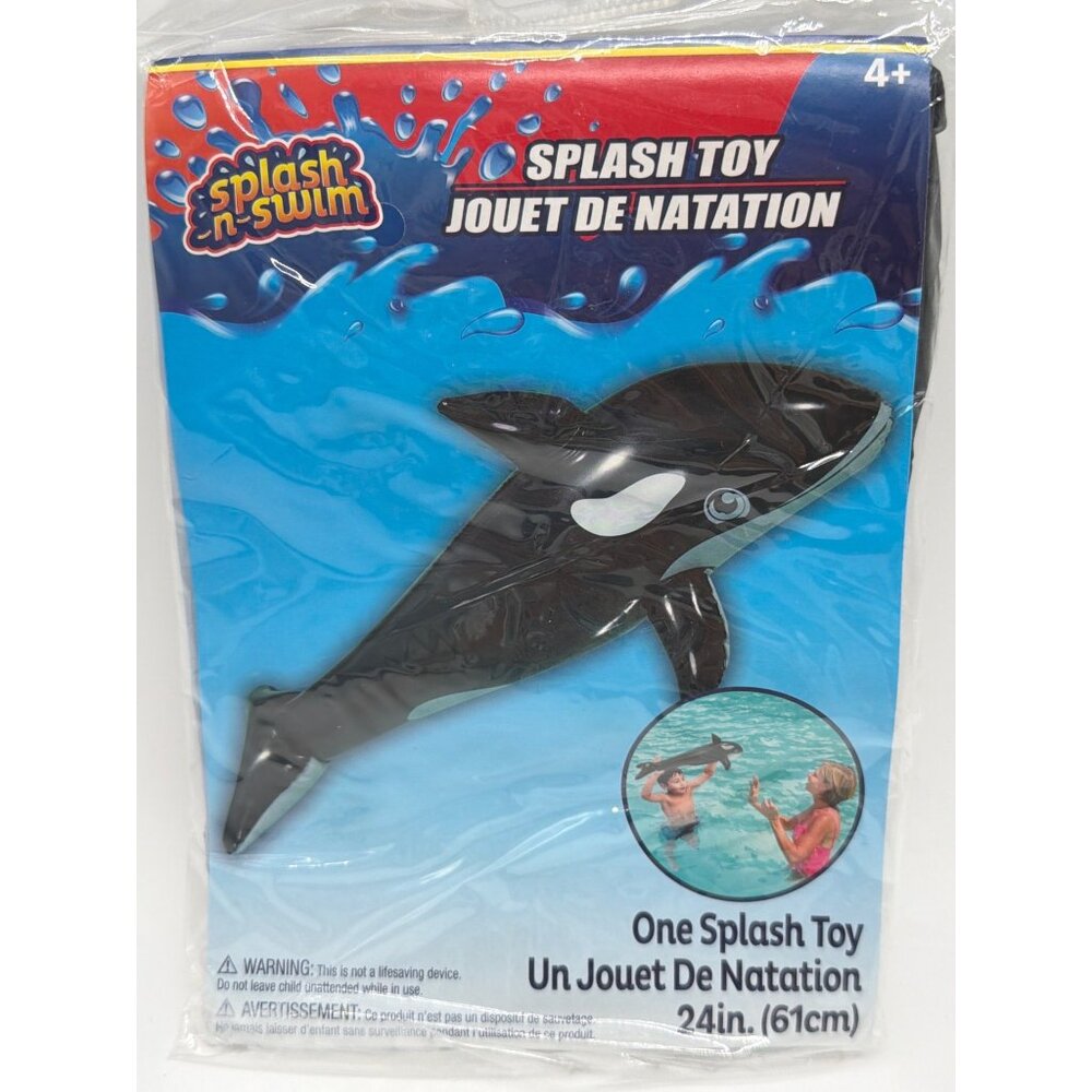 Splash N Swim Orca Inflatable Pool Toy 24in (61cm) For Ages 4+